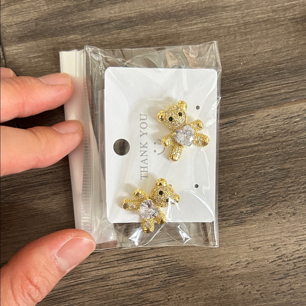 Gold and Silver Teddy Bear Earrings
